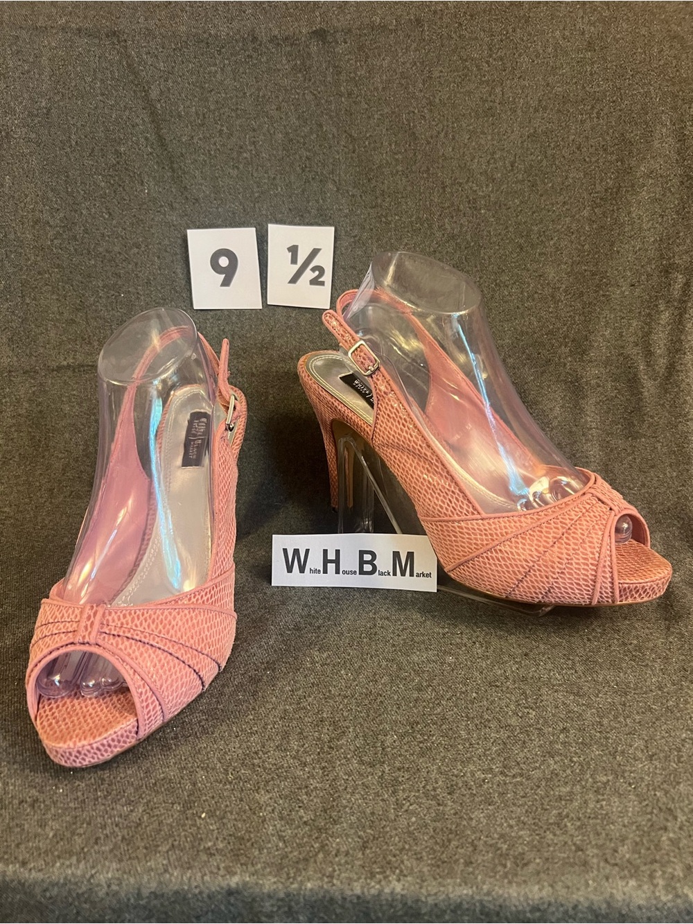 White House Black Market Coral Textured Peep-Toe Slingback Heels